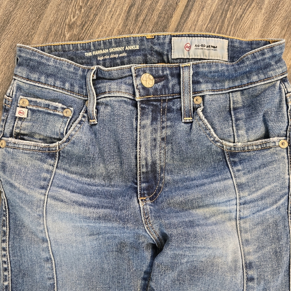 AG The Farrah High-Rise Skinny Ankle Jeans. Women's Size 24R